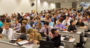 Students in lecture hall for stethoscope ceremony at LECOM Erie